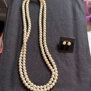 Classic Cream Pearl Necklace and Earring Set